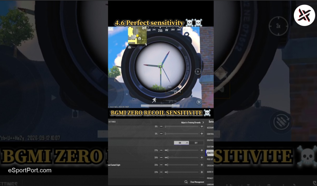 BGMI Midnight Hunters sensitivity, best 4-finger claw code BGMI 4.6, BGMI gyroscope settings 2026, BGMI M416 zero recoil