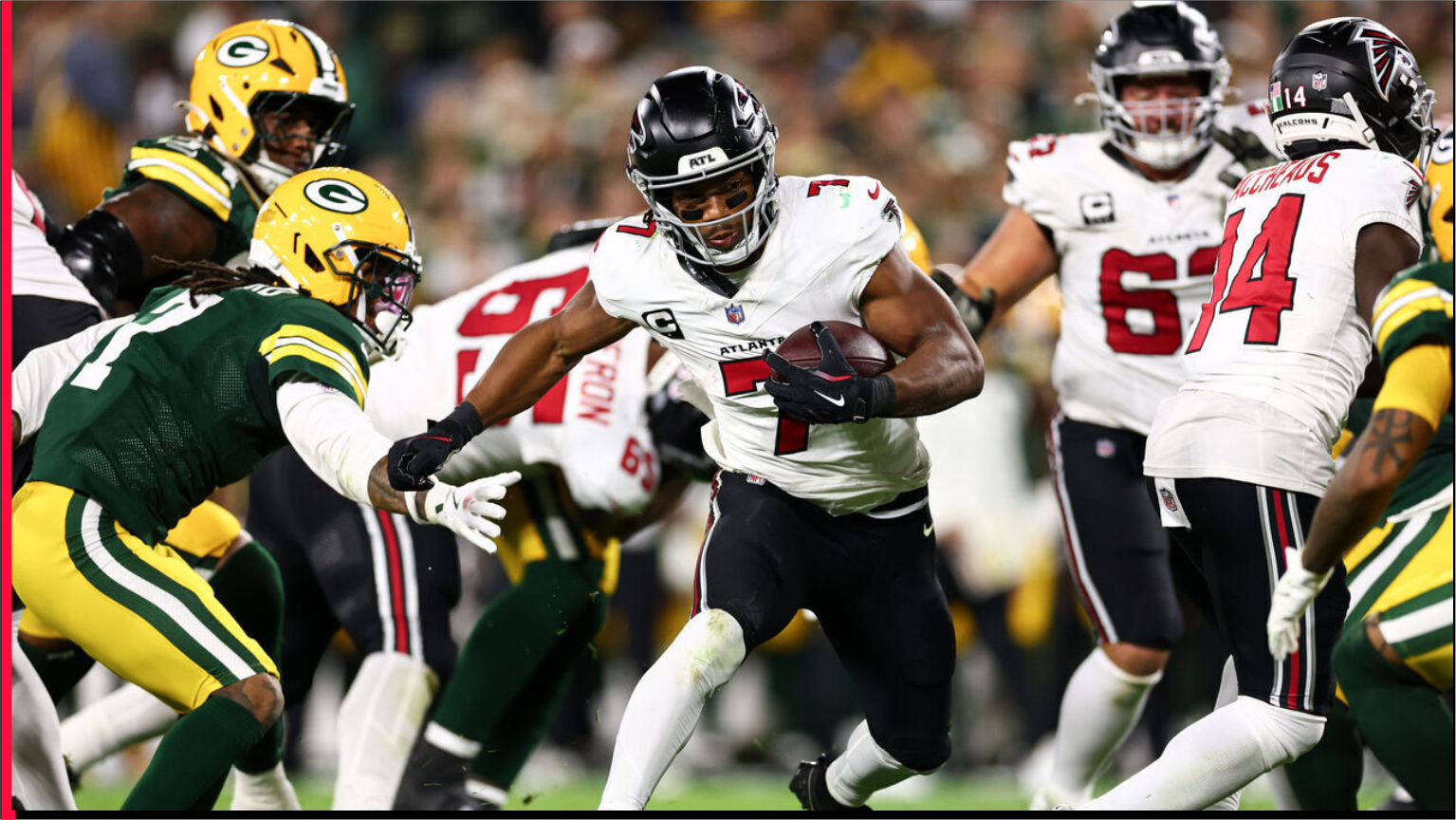 Falcons vs Packers TNF 35-14 Scorecard Bijan Robinson Drake London and Michael Penix Jr