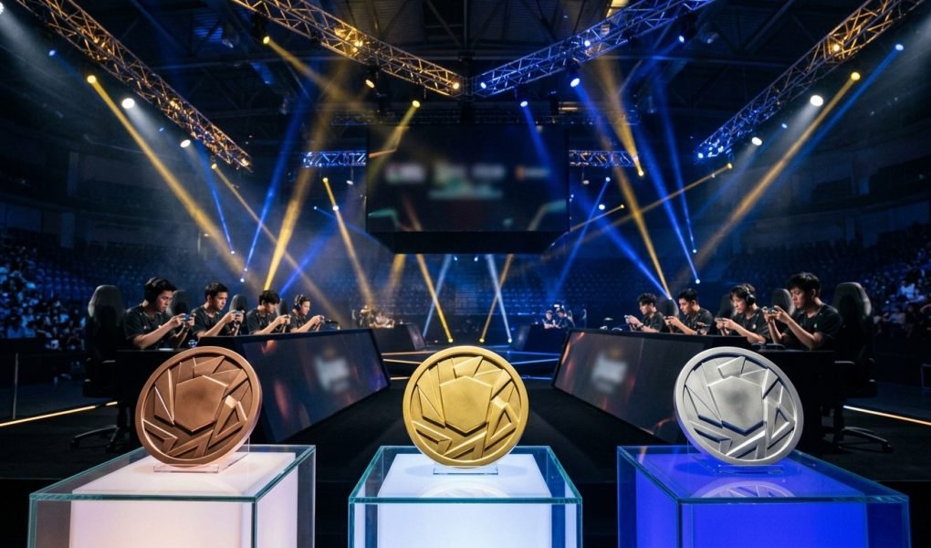 Asian Games 2026 MLBB playoffs stage with gold silver and bronze medals in Aichi-Nagoya