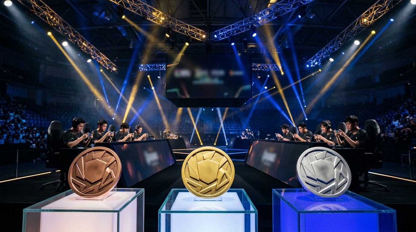 Asian Games 2026 MLBB playoffs stage with gold silver and bronze medals in Aichi-Nagoya