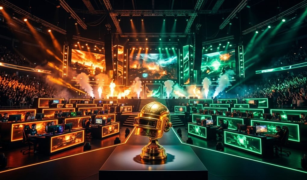 BMSD 2026 Week 3 Hyderabad LAN arena stage and golden battlegrounds helmet trophy