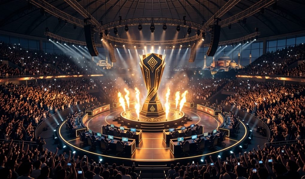 PMGC 2026 Istanbul PUBG Mobile Global Championship stadium stage and golden helmet trophy