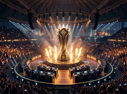 PMGC 2026 Istanbul PUBG Mobile Global Championship stadium stage and golden helmet trophy