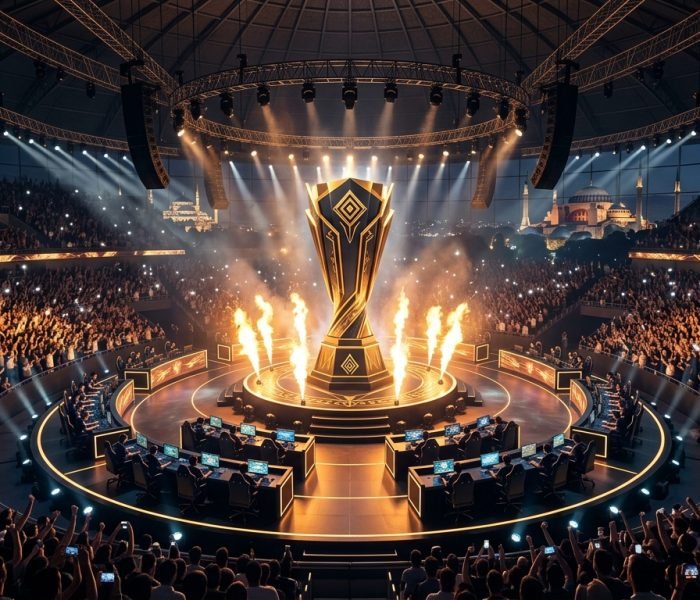 PMGC 2026 Istanbul PUBG Mobile Global Championship stadium stage and golden helmet trophy