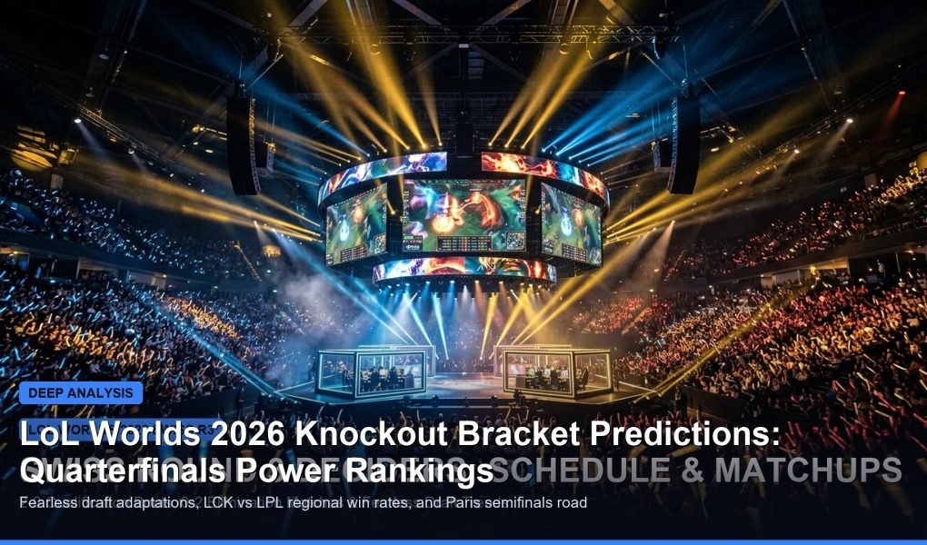 LoL Worlds 2026 knockout predictions bracket stage power rankings banner