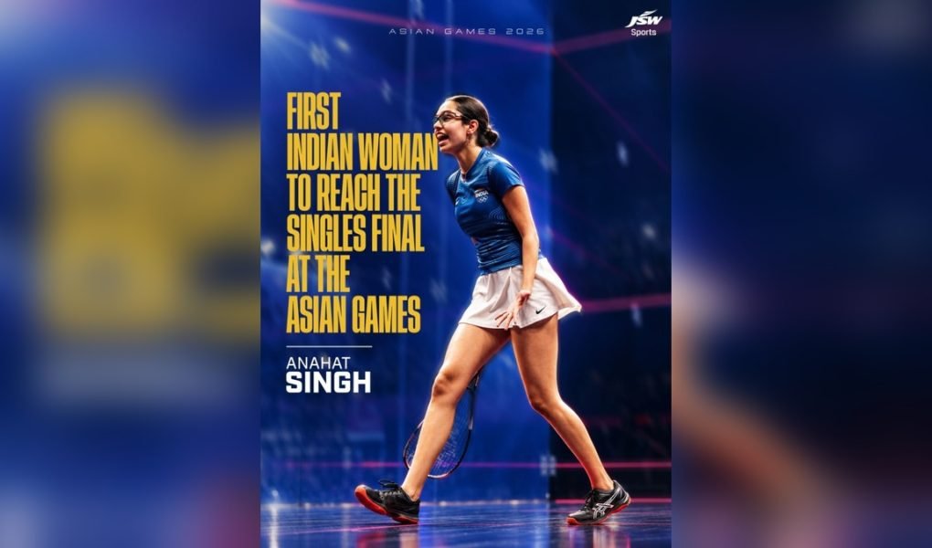 Anahat Singh Asian Games singles final victory celebration after beating Satomi Watanabe 3-2