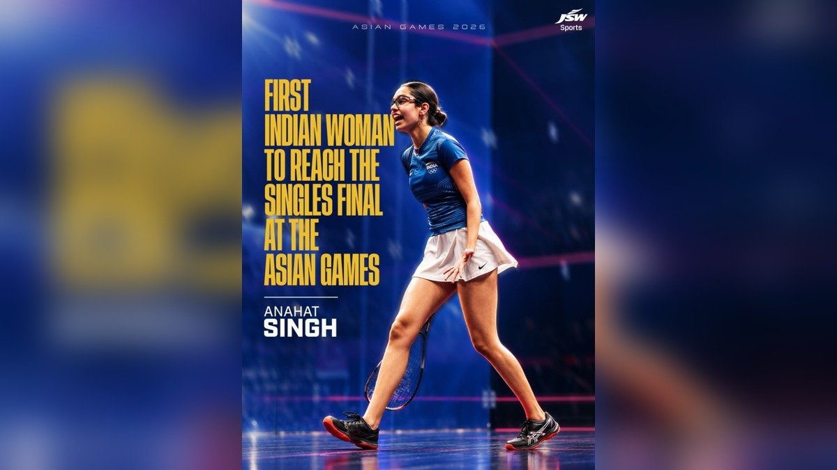 Anahat Singh Asian Games singles final victory celebration after beating Satomi Watanabe 3-2