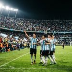 Argentina vs Bolivia 4-0 international friendly soccer match celebration at Estadio Mario Alberto Kempes