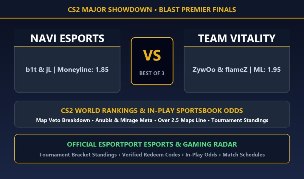 NaVi vs Vitality CS2 BLAST Premier finals preview rankings map veto and odds