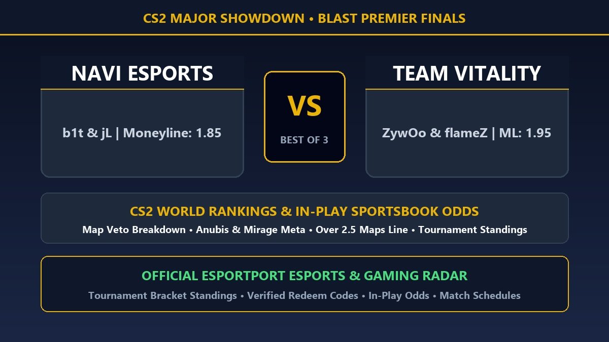 NaVi vs Vitality CS2 BLAST Premier finals preview rankings map veto and odds