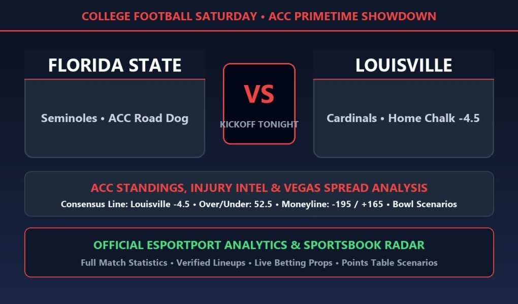 Florida State vs Louisville CFB preview ACC standings injury reports and sportsbook odds