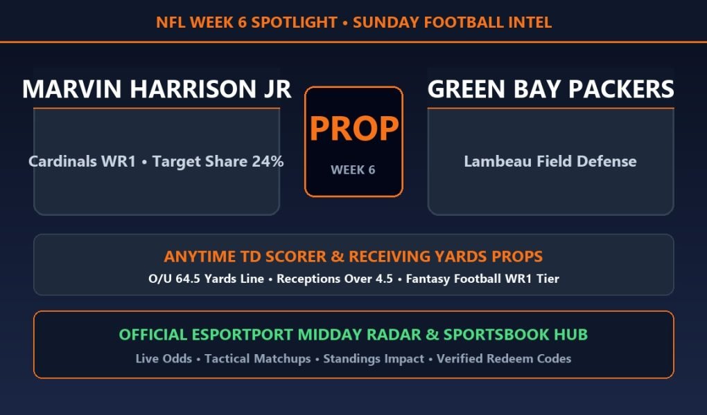 Marvin Harrison Jr NFL Week 6 prop bets anytime TD yards and fantasy intel