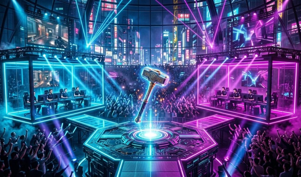 BLAST R6 Osaka Major 2026 meta championship trophy stage illuminated inside Osaka arena