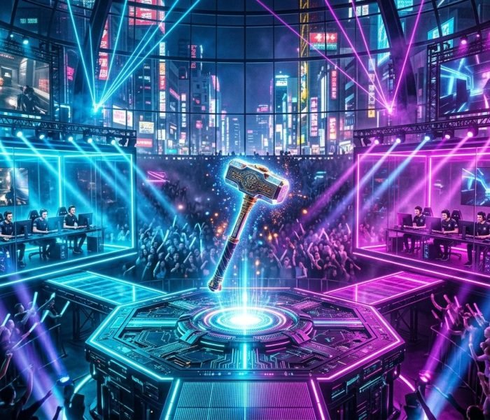 BLAST R6 Osaka Major 2026 meta championship trophy stage illuminated inside Osaka arena
