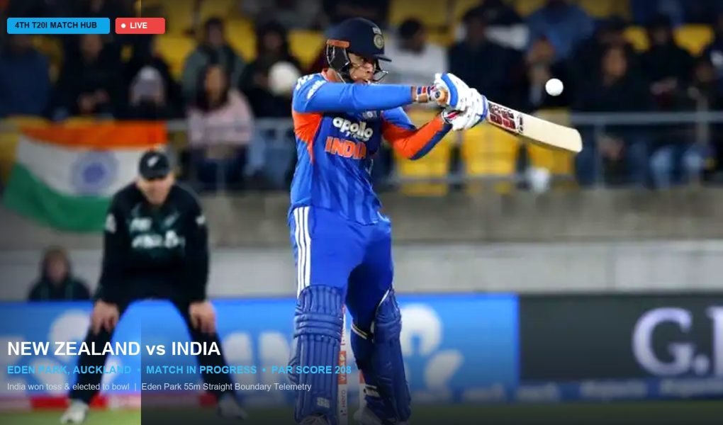 India vs New Zealand 4th T20I at Eden Park Auckland Live Match Action Batsman Shot