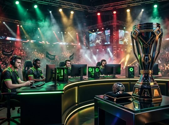 CDL 2026-2027 Rostermania tournament championship stage with glowing neon team podiums and giant screens