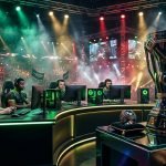 CDL 2026 Call of Duty League championship stage with trophy under neon blue and purple lights