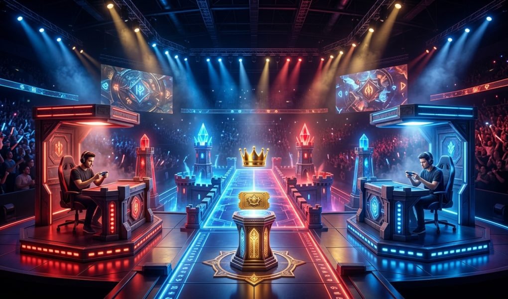 Clash Royale CRL 2026 World Finals golden ticket tournament stage under neon lights