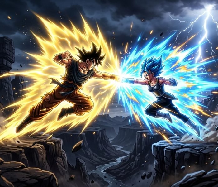 Dragon Ball Sparking Zero Tier List golden and blue ki blast clash