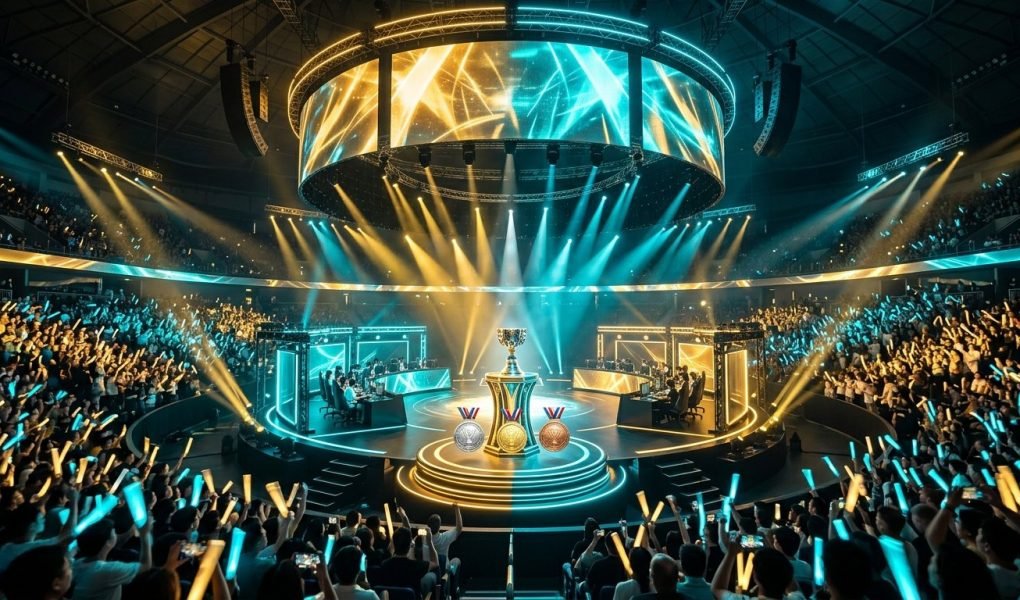 Esports schedule today October 1 2026 championship arena stage with gold silver and bronze medals