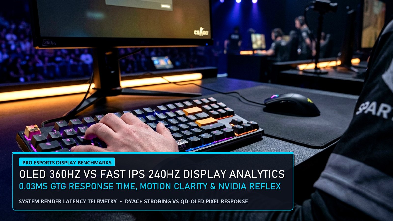 Esports Display Analytics OLED 360Hz vs IPS 240Hz Response Time and NVIDIA Reflex pro monitor setup