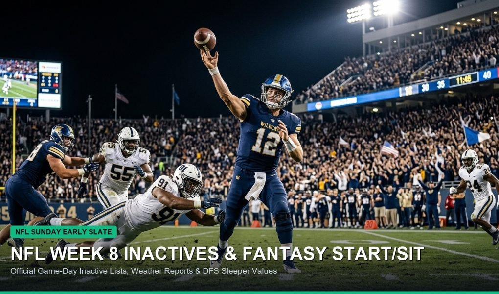 NFL Week 8 Early Slate Injury Inactives Fantasy Football Start Sit Advice
