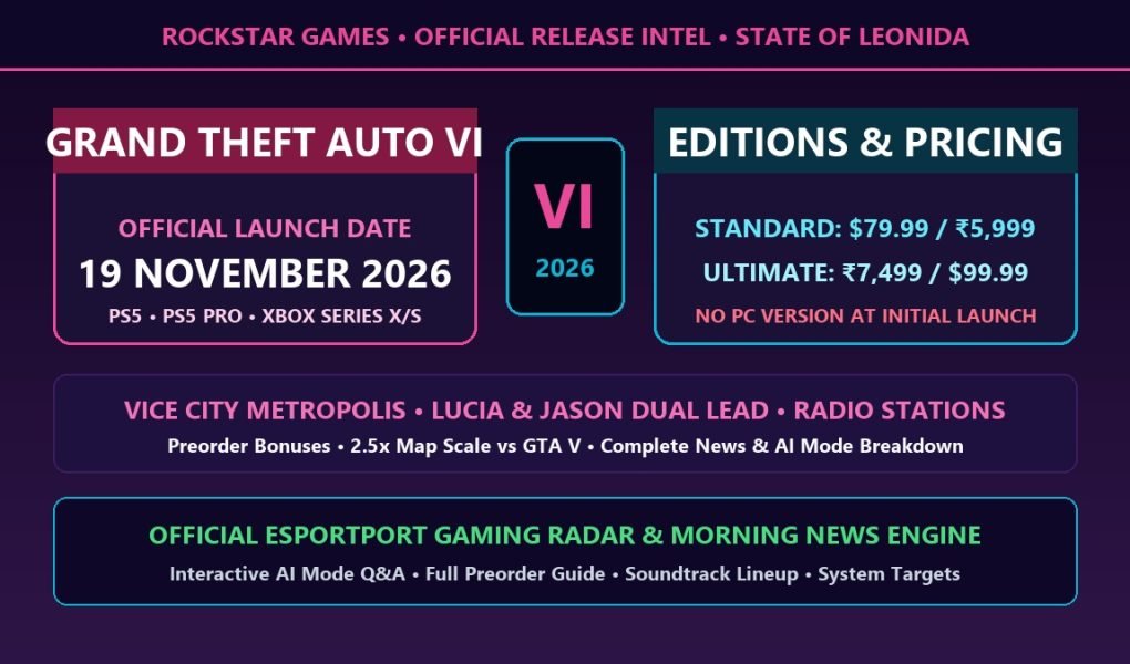 GTA 6 release date November 19 2026 pricing editions Vice City map and AI conversation breakdown