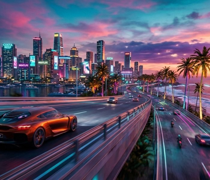 GTA 6 Xbox Cloud Gaming Vice City neon coastal sunset highway