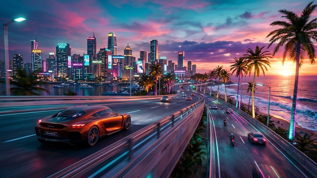 GTA 6 Xbox Cloud Gaming Vice City neon coastal sunset highway