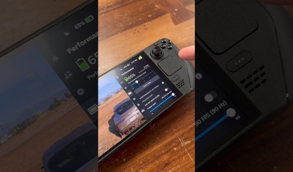 Steam Deck OLED handheld gaming console running performance tweaks and CryoUtilities