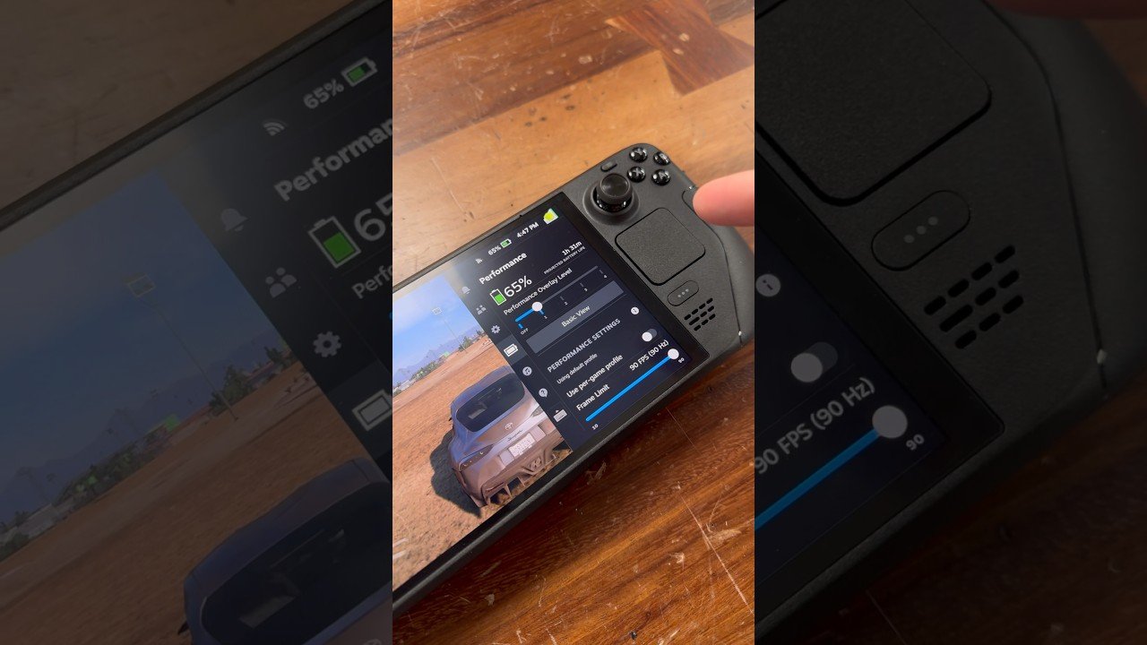 Steam Deck OLED handheld gaming console running performance tweaks and CryoUtilities