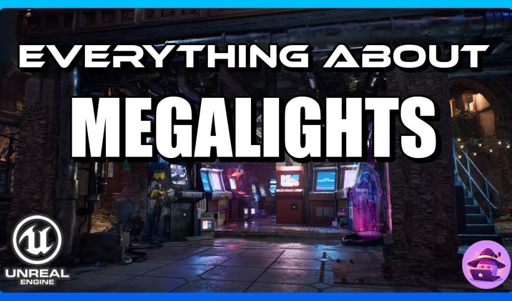 Unreal Engine 55 MegaLights Game Development official tech showcase graphic
