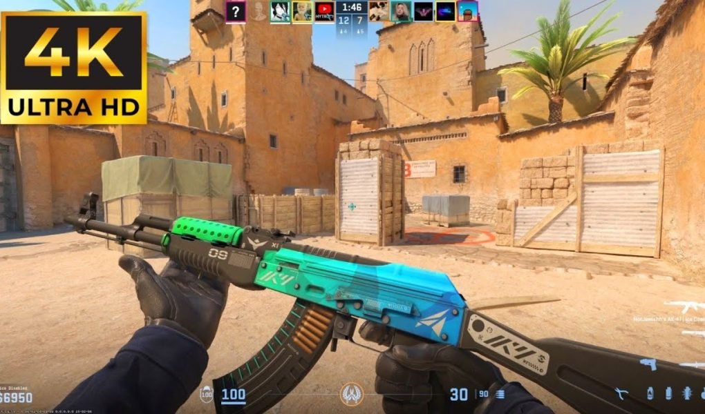 Counter-Strike 2 competitive operator holding AK-47 on revamped Vertigo bombsite