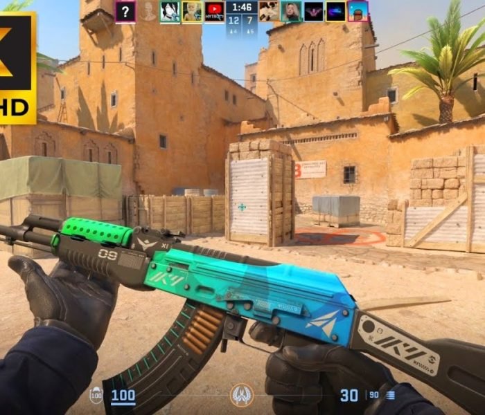 Counter-Strike 2 competitive operator holding AK-47 on revamped Vertigo bombsite