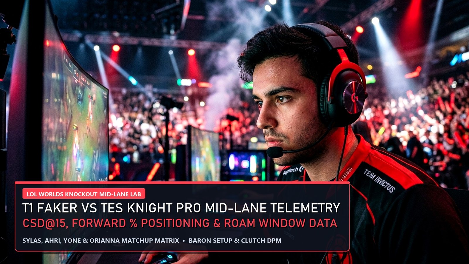 LoL Worlds T1 Faker vs TES Knight Mid Lane Pro Telemetry CSD15 and Champion Pool