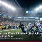 49ers vs Falcons Week 8 preview Brock Purdy vs Kirk Cousins banner
