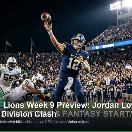Packers vs Lions Week 9 NFC North division showdown banner
