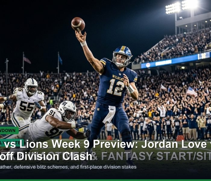 Packers vs Lions Week 9 NFC North division showdown banner