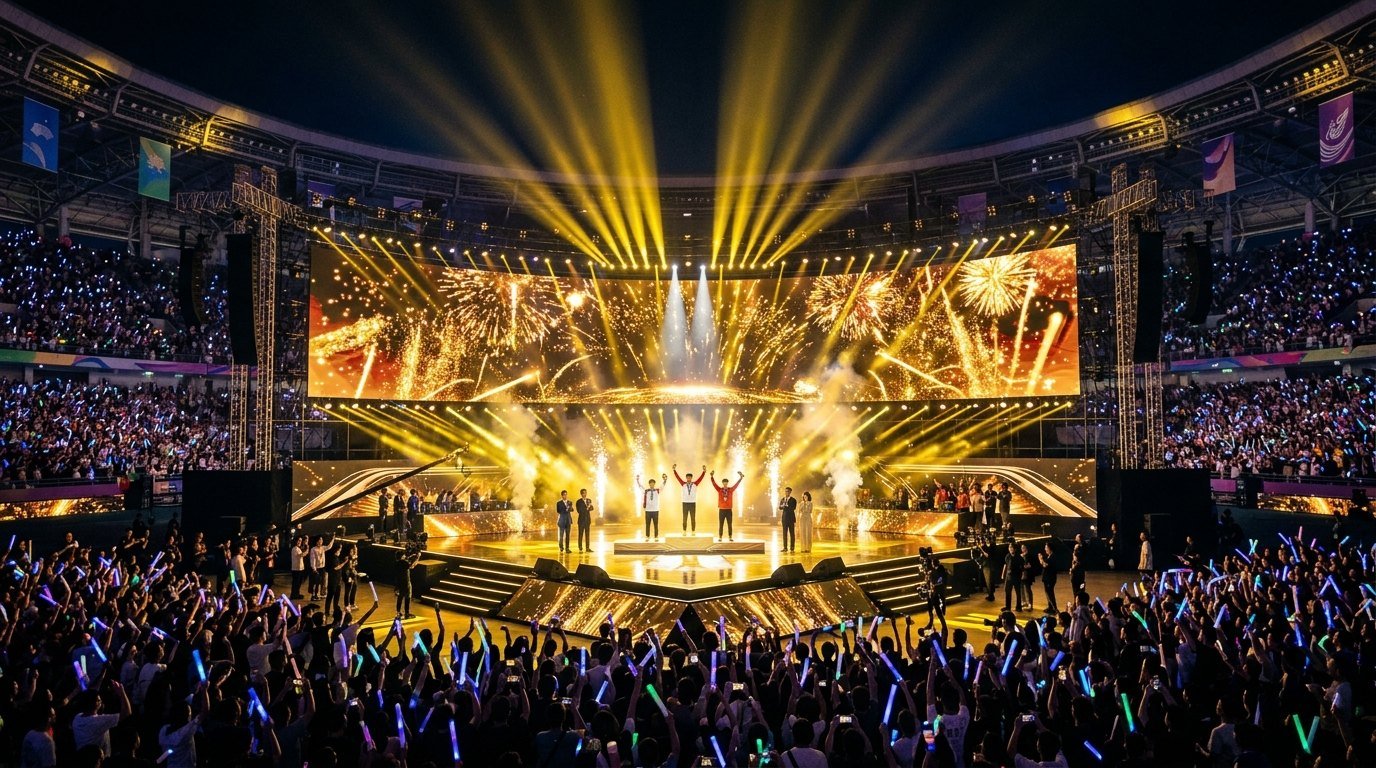 MLBB M6 World Championship wildcard meta mobile esports championship stage under golden arena lights