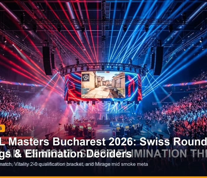 CS2 PGL Masters Bucharest 2026 Swiss Round 3 standings and decider matches banner