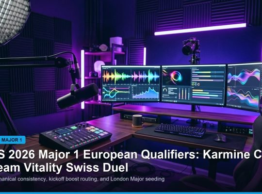 RLCS 2026 Major European qualifiers Swiss bracket and team stats banner