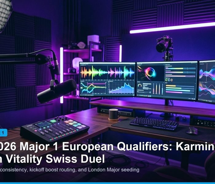 RLCS 2026 Major European qualifiers Swiss bracket and team stats banner