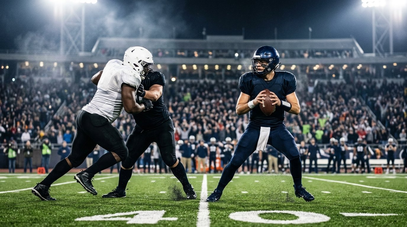 NFL Week 5 matchup preview with quarterback in the pocket under bright football stadium lights