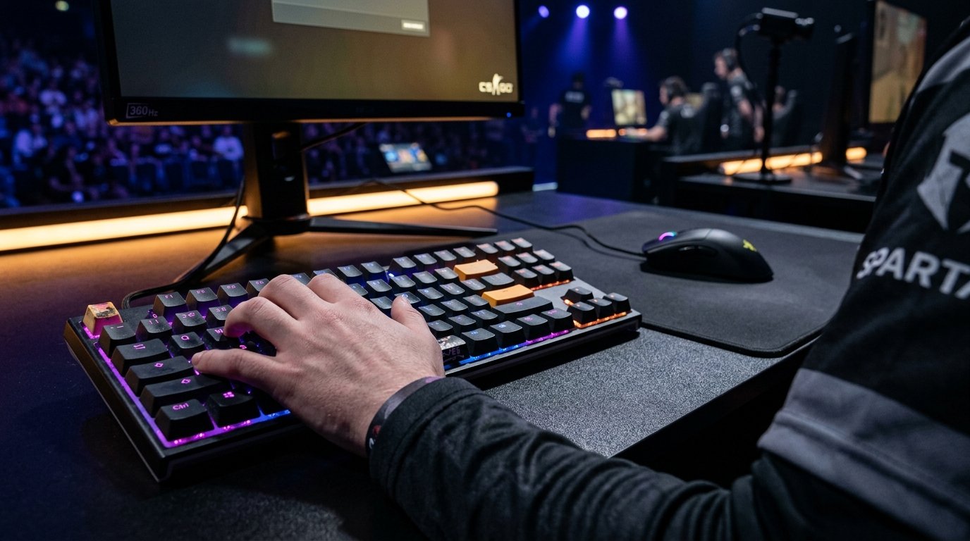 Pro CS2 player mechanical keyboard and precision mouse rig tournament setup
