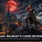 Gothic vampire hunter wielding luminous whip standing before Victorian Parisian cathedral under full moon