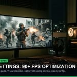 High-performance gaming PC battle station running tactical military shooter at ultra-high refresh rates