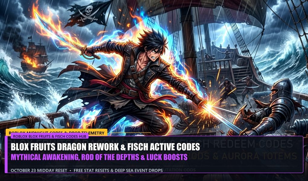Roblox Blox Fruits Dragon Rework and Fisch Secret Rod Active Redeem Codes October 23