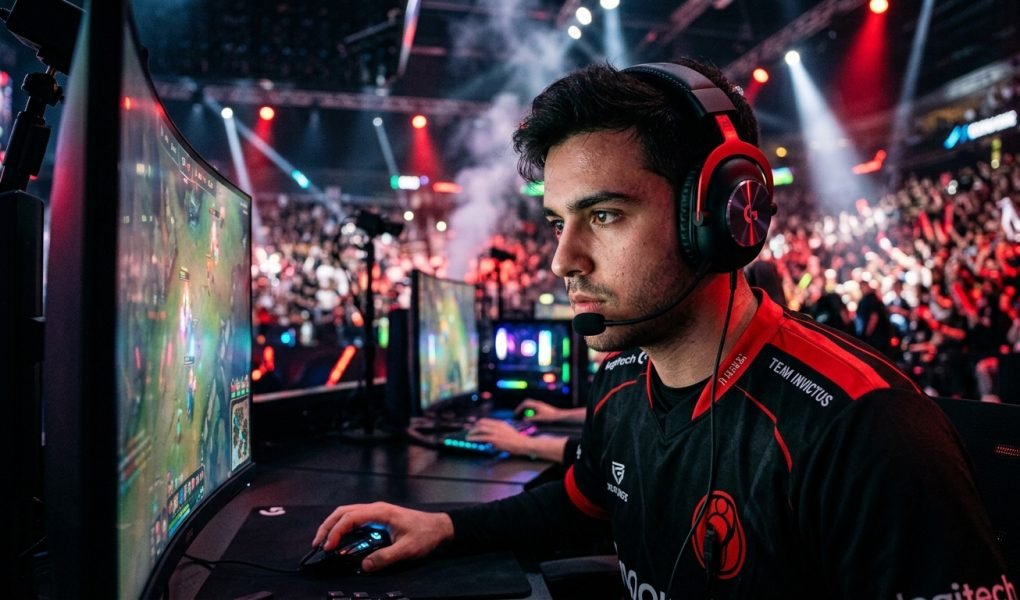Sentinels VCT 2026 roster reveal pro player in competition booth with headset