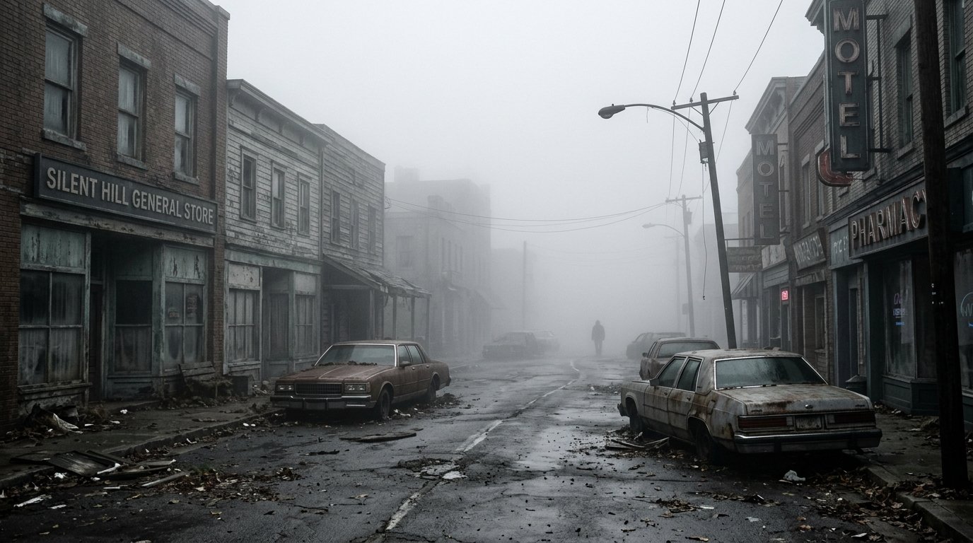 Silent Hill 2 Remake Foggy Town Street Atmosphere 2026