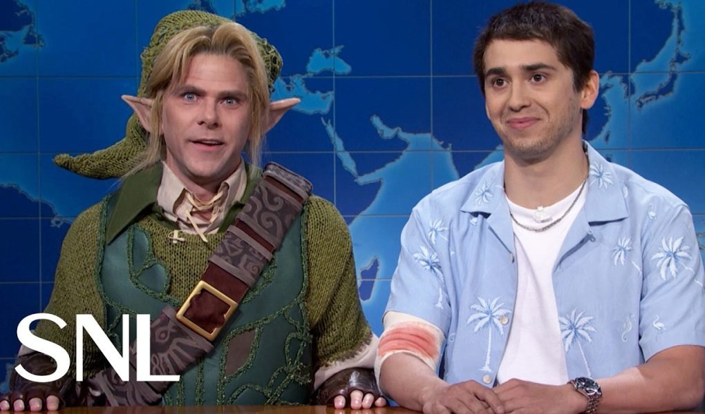 Mikey Day as Link from Zelda and Marcello Hernandez as Jason from GTA 6 on Saturday Night Live Weekend Update